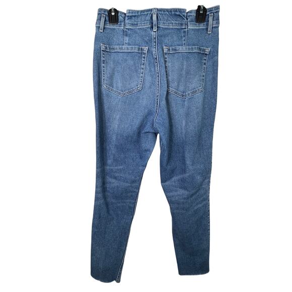 Hollister Paper bag Denim Jeans Raw Hem Pleated High Rise Size 9 Long Tall Pants - Picture 2 of 7